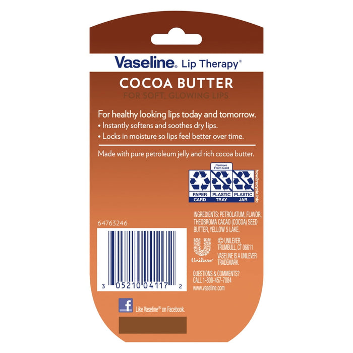 Vaseline, Lip Therapy, Cocoa Butter, 2 Pack, 0.25 oz Pack of 2