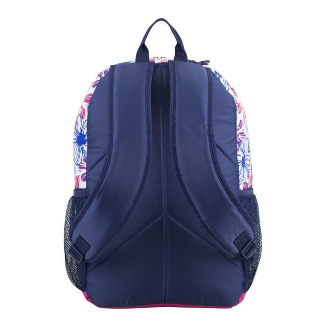 Eastsport Unisex Triple Pocket Backpack, Blue Pink Floral