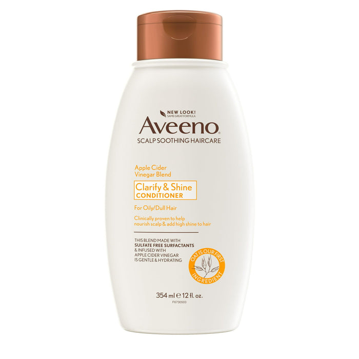 Aveeno Apple Cider Vinegar Clarifying Conditioner, Shine Boosting, Nourishing, for Dull Hair, 12 fl oz