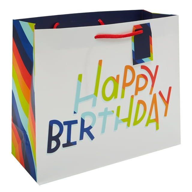 Way To Celebrate Value Gift Bag, Happy Birthday, Blue, Green, Orange, Red