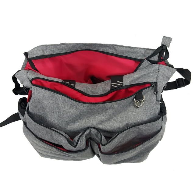 K-Cliffs Diaper Tote Bag Purse Satchel Travel Baby Changing Messenger Bags for Mom & Dad with Changing Pad Grey Cotton