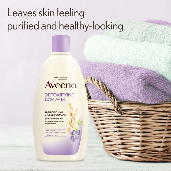 Aveeno Detoxifying Sensitive Skin Body Wash, Grapeseed Oil, 18 fl oz