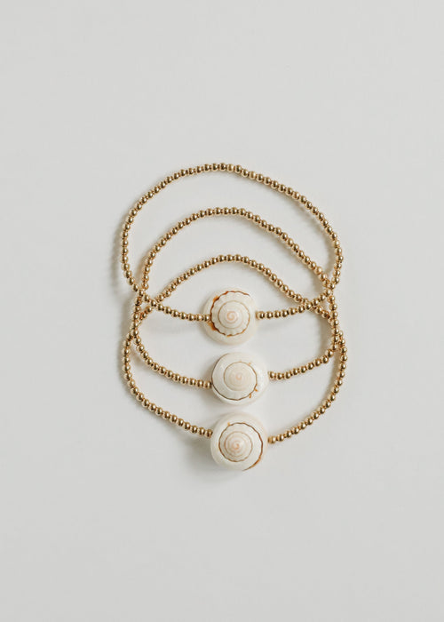 Dainty 14K Gold Filled + Sea Shell || Stretch Anklet or Bracelet