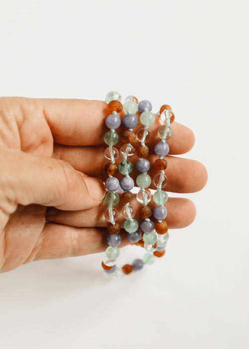 Baltic Sea Amber + Natural Gemstone || Anklet or Bracelet