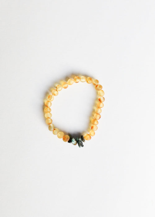 Raw Honey Baltic Amber + Raw Turquoise Jasper || Adult Bracelet
