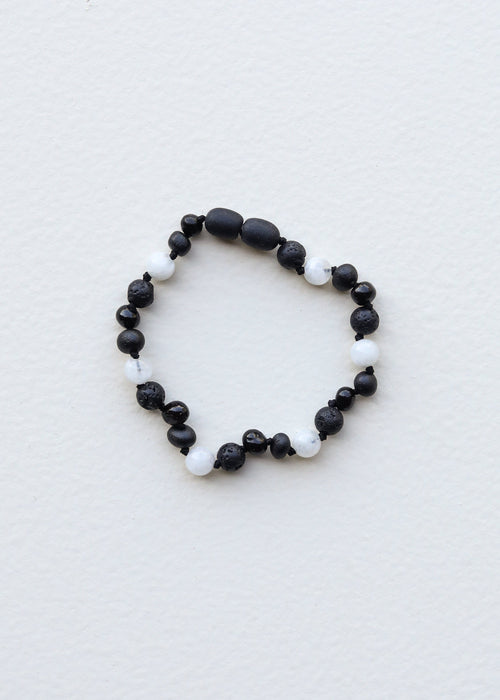 Raw Black Baltic Amber + Moonstone || Anklet or Bracelet