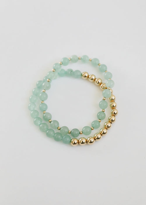 Aventurine Gemstone + 14K Gold Filled || Beaded Stretch Bracelets