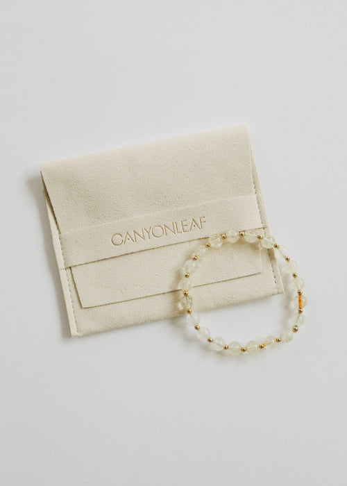 Citrine Gemstone + 14K Gold Filled Beaded Stretch Bracelet