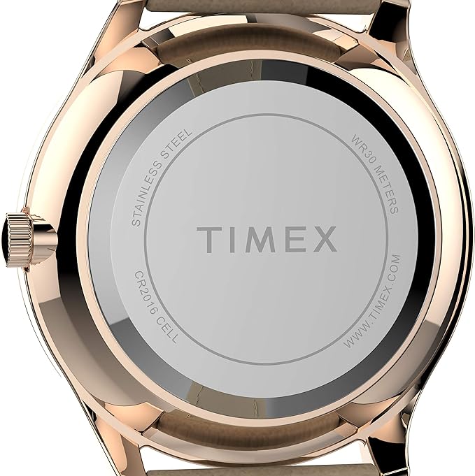 Timex Women's Easy Reader Watch (Color: Tan/Rose Gold-Tone/White/32mm)