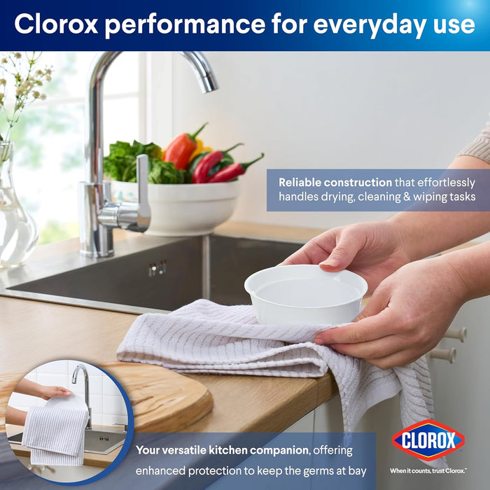CLOROX Kitchen Towel Set - 100% Cotton Quick Dry Absorbent Multipurpose Beautiful Towels - 15" x 25" - Beige Tan 4 Pack