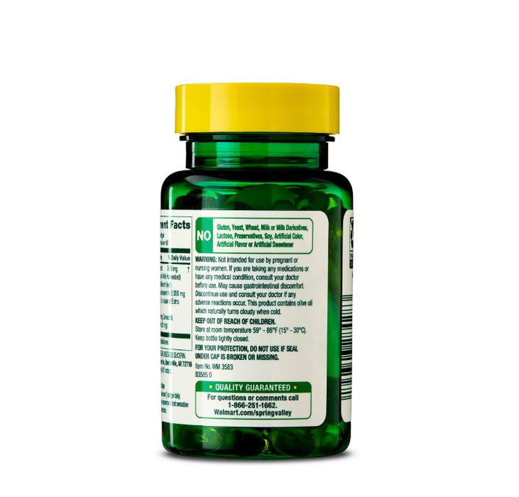 Spring Valley Mediterranean Oil of Oregano Extract Herbal Supplement Softgels, 2000 mg, 60 Count