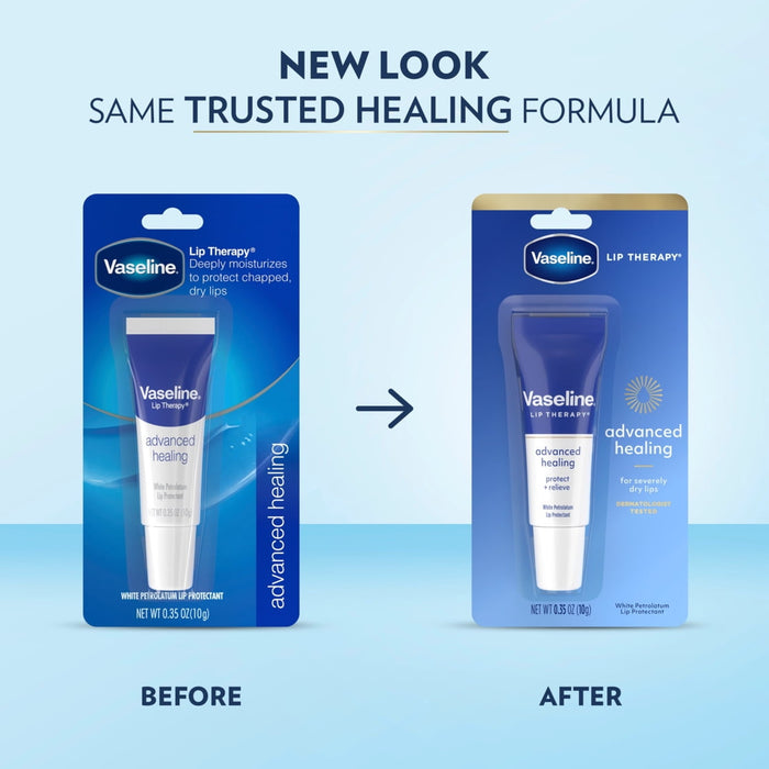 Vaseline Lip Therapy Lip Balm Tube For Healthier Looking Lips Advanced Healing Moisturizer For Dry Lips, 0.35 oz