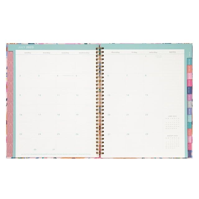 2023-2024 Mintgreen Weekly/Monthly Spiral Planner, 8.5" x10.5", Wildflower
