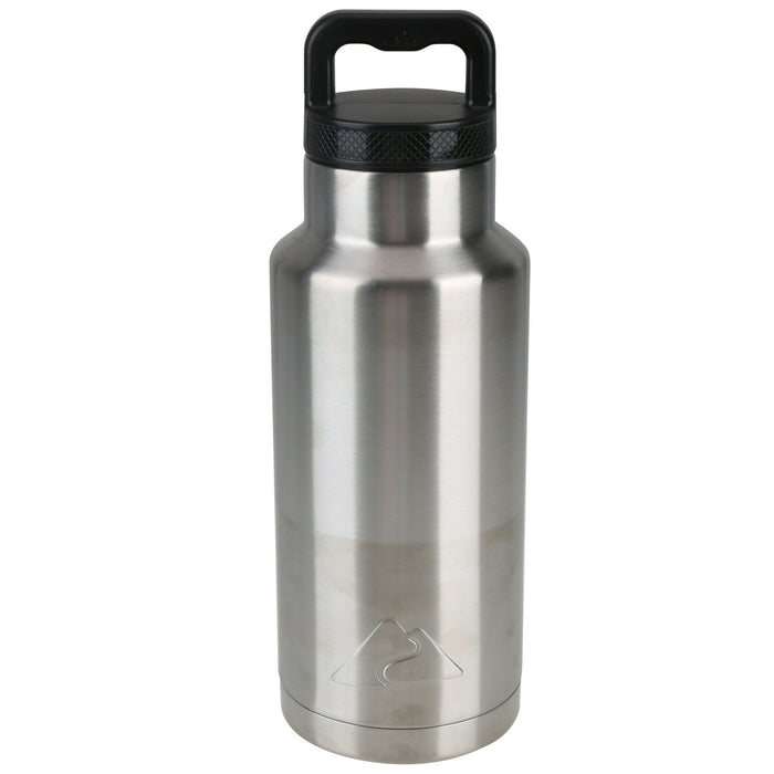 Ozark Trail 36 oz Silver and Black Double Wall Vacuum Sealed Stainless Steel Water Bottle with Wide Mouth Lid