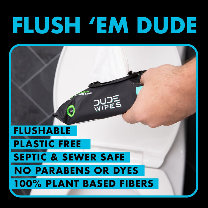 DUDE Wipes Unscented XL Flushable Wipes, 2 Flip-Top Packs, 48 Wipes per Pack, 96 Total Wipes