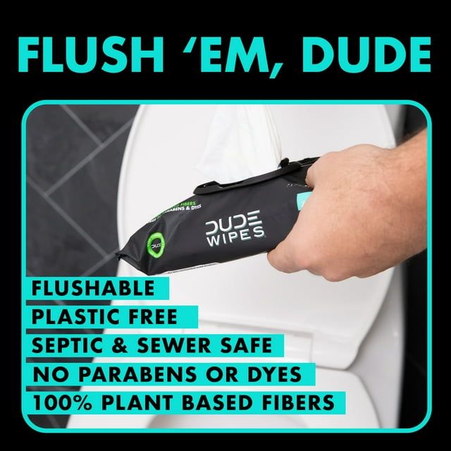 DUDE Wipes Flushable Wipes, Mint Chill XL Wet Wipes to Use with Toilet Paper, 48 Count