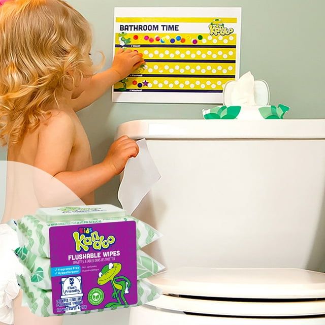 Kandoo Kids Sensitive Flushable Cleansing Wet Wipes, Fragrance Free, 144 Wipes