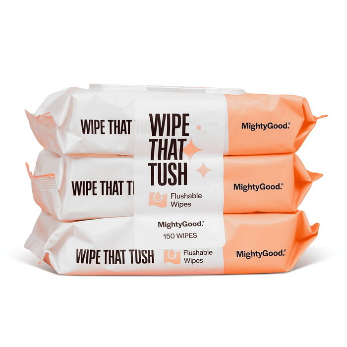 MightyGood Brand - Wipe That Tush Flushable Wipes - 3 Packs of 50 Wipes,150 Total Wipes