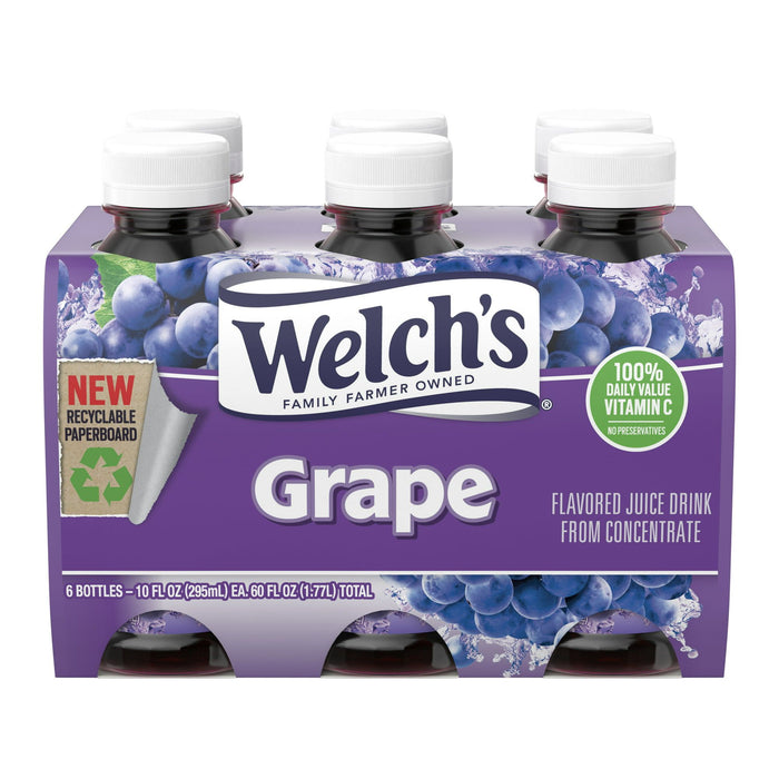 Welch's Grape Juice Drink, 10 fl oz On-the-Go Bottle (Pack of 6)