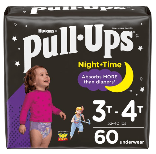 Pull-Ups Girls' Night-Time Training Pants Size 3T-4T; 60 Count