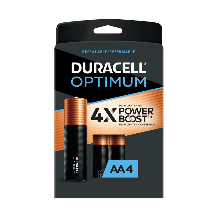 Duracell Optimum AA Battery with 4X POWER BOOST?, 4 Pack Resealable Package