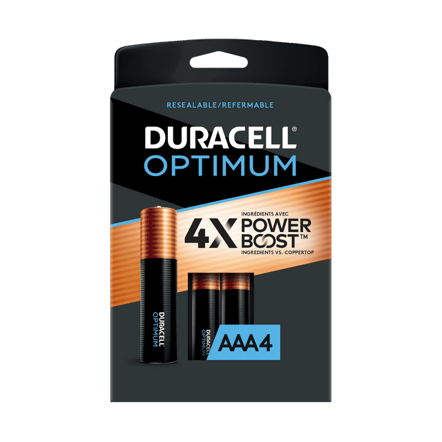 Duracell Optimum AAA Battery with 4X POWER BOOST?, 4 Pack Resealable Package