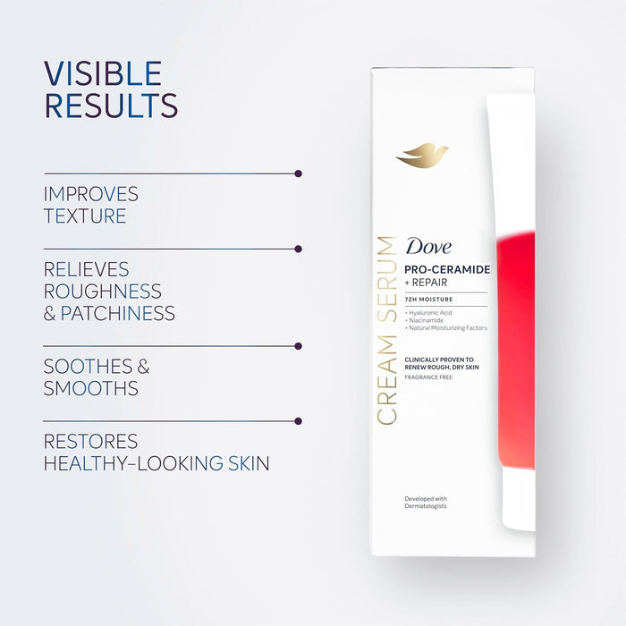 Dove Body Cream Serum Pro-Ceramide + Repair for Rough, Extremely Dry Skin, with Hyaluronic Acid, Niacinamide and Natural Moisturizing Factors Lotion, 8 oz