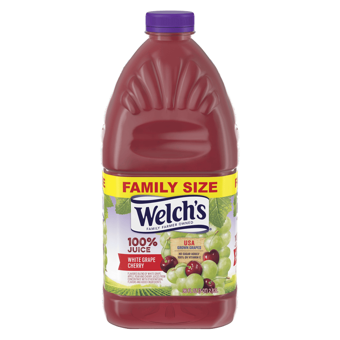 Welch's 100% Juice, White Grape Cherry, 96 fl oz Bottle