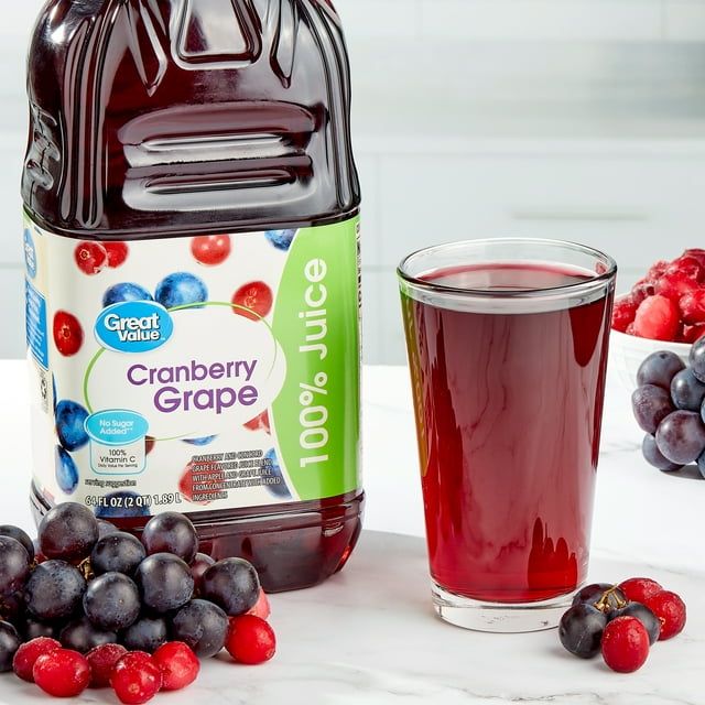 Great Value Cranberry Grape 100% Juice, 64 fl oz