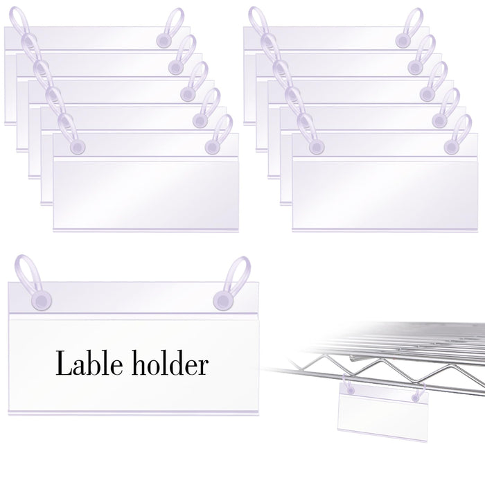Snap-On Label Holders for Wire Baskets, 1.4 Inch Height, Clear (40 Count)