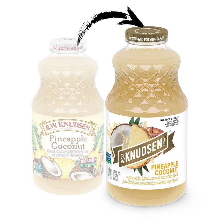 R.W. Knudsen Family Pineapple Coconut Juice Blend, 32 oz, Glass Bottle