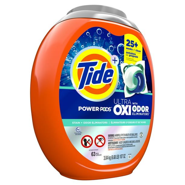 Tide Ultra OXI Power PODS with Odor Eliminators Laundry Detergent Pacs; 63 Count