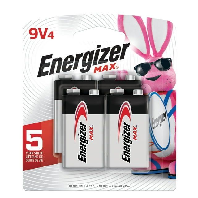 Energizer MAX 9V Batteries (4 Pack), 9 Volt Alkaline Batteries