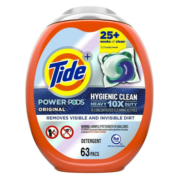 Tide Hygienic Clean Heavy 10x Duty Power Pods Laundry Detergent Pacs; 63 Ct