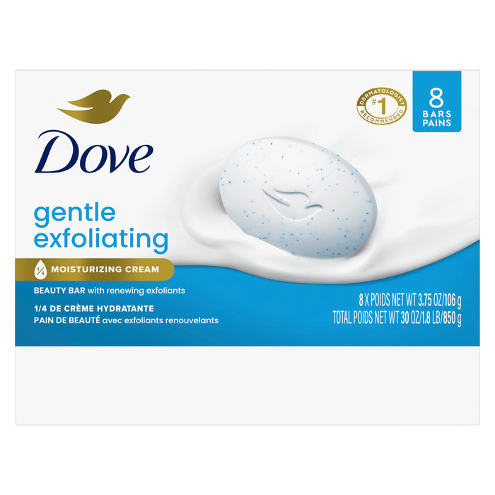 Dove Beauty Bar Soap for Women Gentle Exfoliating All Skin, 3.75 oz 8 Bars