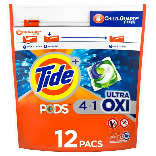 Tide PODS Ultra Oxi Liquid Laundry Detergent Pacs; 12 Count