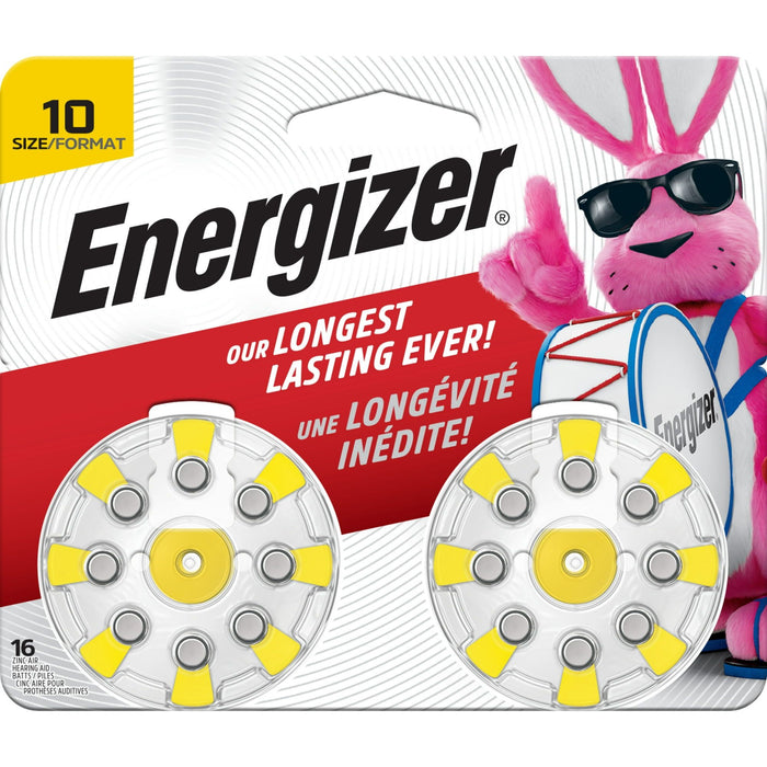 Energizer Hearing Aid Batteries Size 10, Yellow Tab, 16 Pack