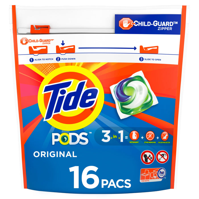 Tide Pods Liquid Laundry Detergent Pacs; 16 Count