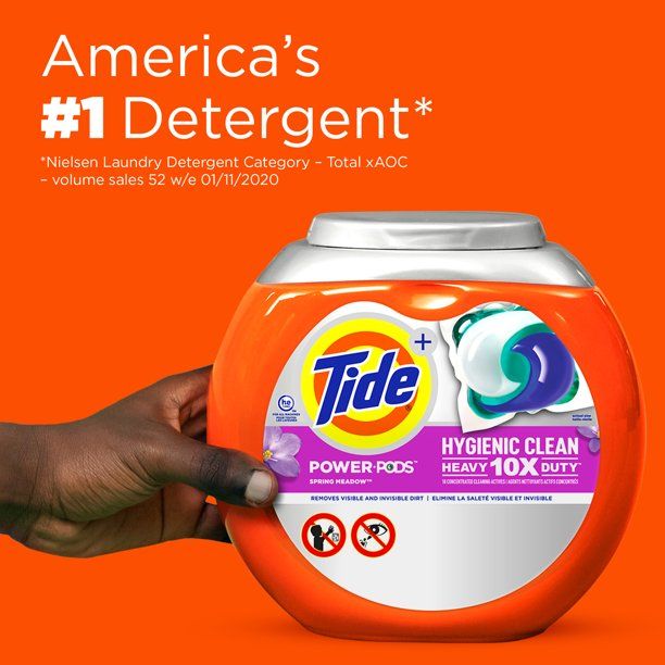 Tide Hygienic Clean Heavy 10x Duty Power PODS Laundry Detergent Pacs; Spring Meadow 63 count