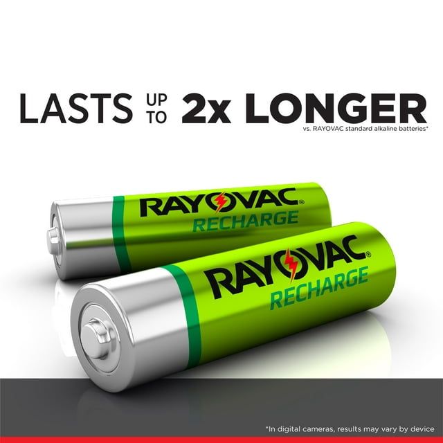 Rayovac Rechargeable AA Batteries (4 Pack), NiMH Double A Batteries