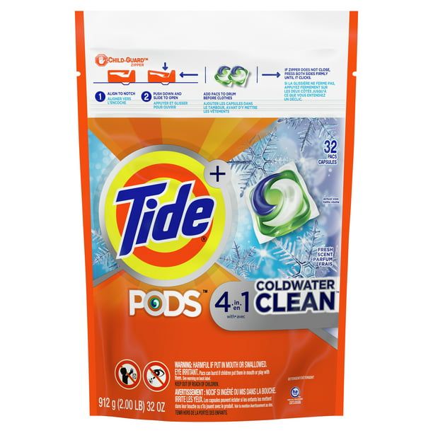 Tide Pods Coldwater Clean Laundry Detergent Pacs; 32 Ct