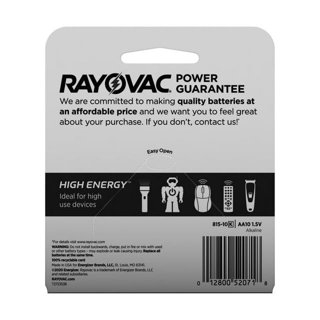 Rayovac High Energy AA Batteries (10 Pack), Double A Batteries