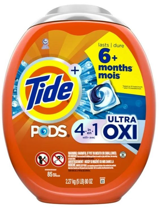 Tide PODS Laundry Detergent Packs, Ultra Oxi, 85 Count