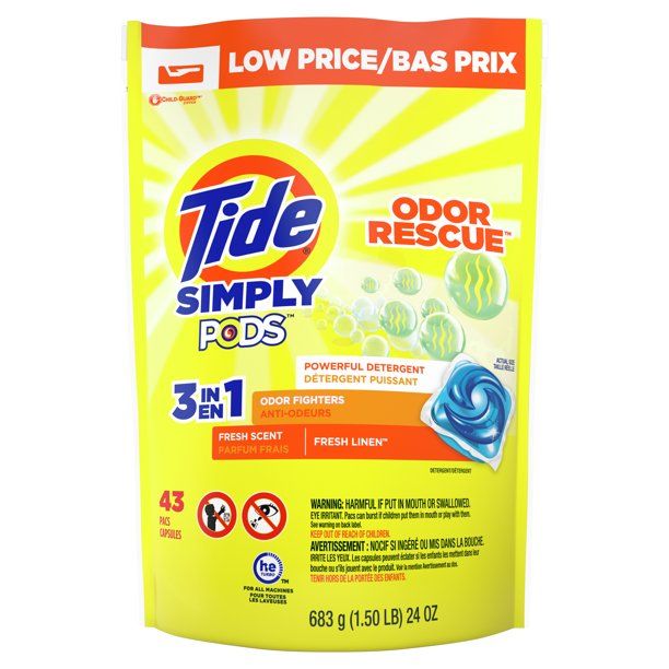 Tide Simply PODS Odor Rescue Laundry Detergent Pacs; Fresh Scent 43 ct