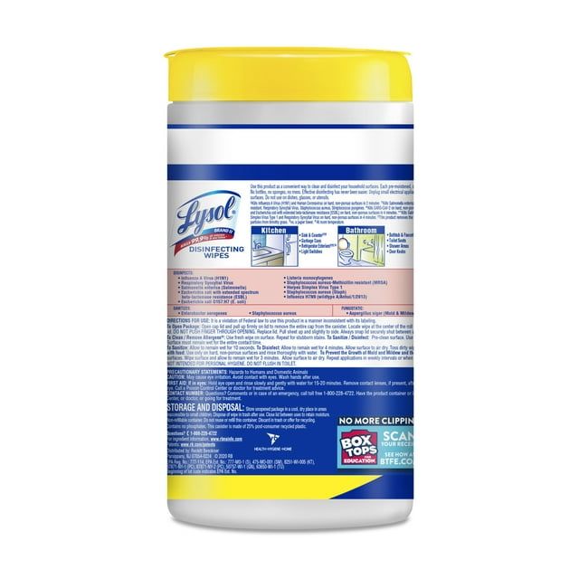 Lysol Disinfectant Wipes, Multi-Surface Antibacterial Cleaning Wipes, For Disinfecting and Cleaning, Lemon and Lime Blossom, 80 Count