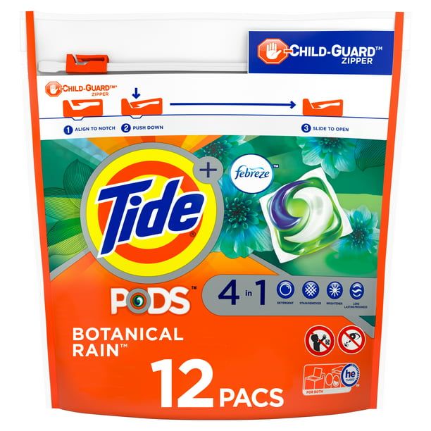 Tide Pods Plus Febreze Botanical Rain Laundry Detergent Pacs; 12 Ct