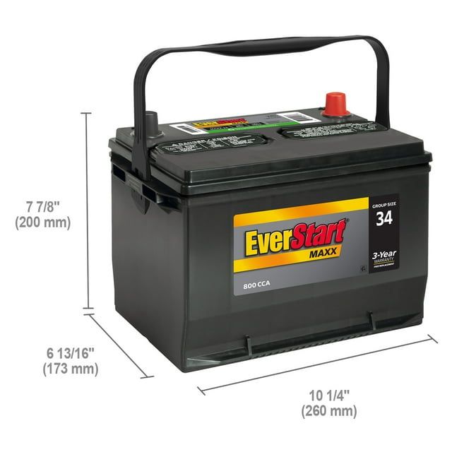 EverStart Maxx Lead Acid Automotive Battery, Group Size 34 12 Volt 800 CCA