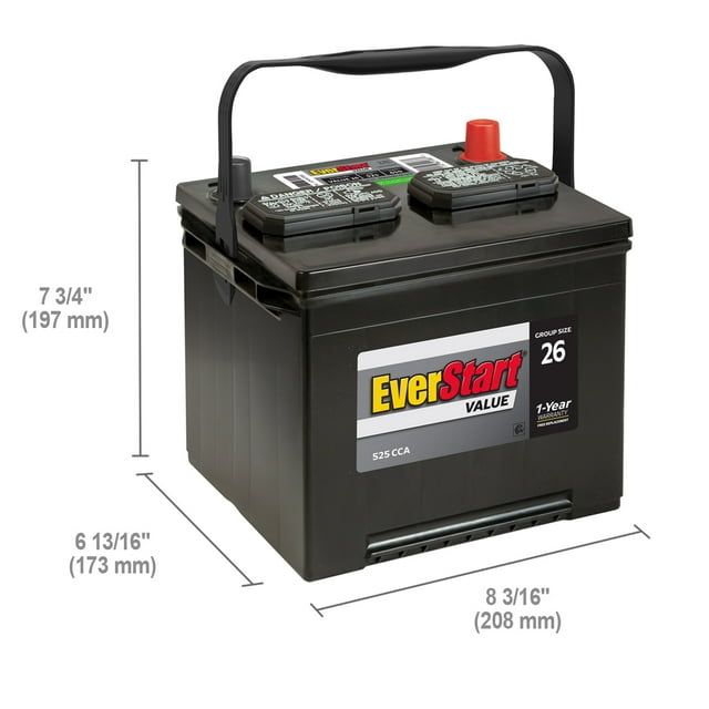 EverStart Value Lead Acid Automotive Battery, Group Size 26 (12 Volt / 525 CCA)