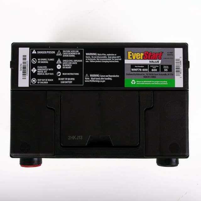 EverStart Value Lead Acid Automotive Battery, Group Size 78 (12 Volt/600 CCA)