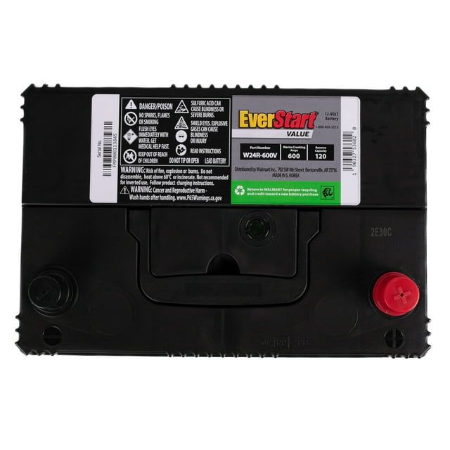 EverStart Value Lead Acid Automotive Battery, Group Size 24F - 12 Volt - 600 CCA - 120 RC